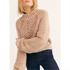 Free People Chunky Knit Mock Neck  Sweetheart Sweater NWT size M